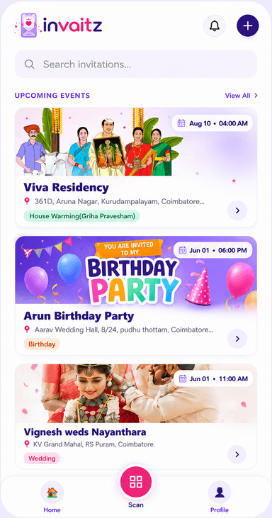 Invaitz app screen